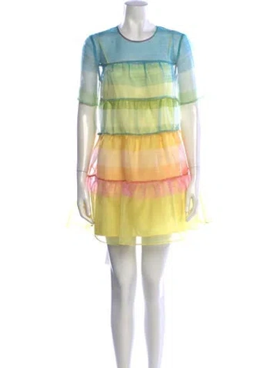 Pre-owned Staud Striped Mini Dress W/ Tags In Blue