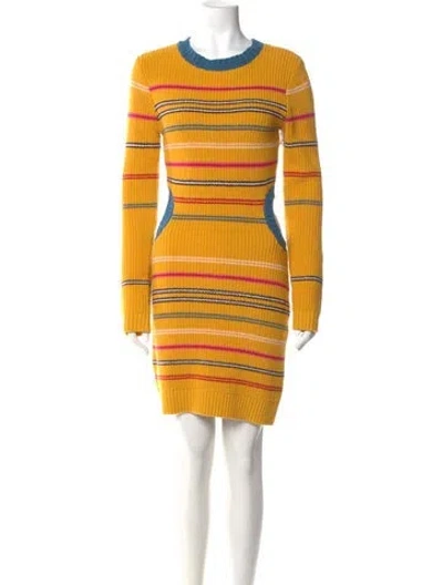 Pre-owned Staud Striped Mini Dress W/ Tags In Yellow