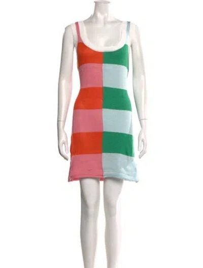 Pre-owned Staud Striped Mini Dress In White