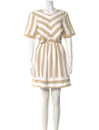 Pre-owned Staud Striped Mini Dress In White