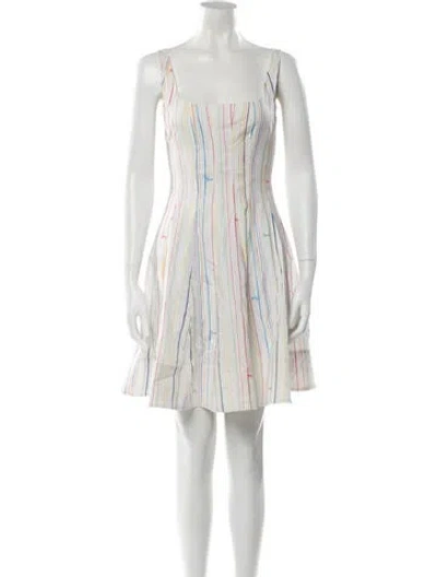 Pre-owned Staud Striped Mini Dress In White
