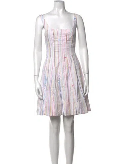 Pre-owned Staud Striped Mini Dress In White