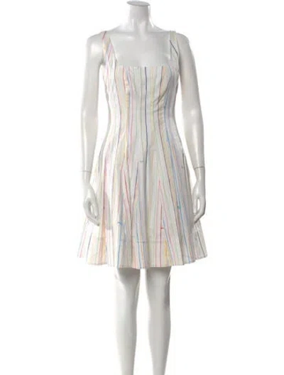 Pre-owned Staud Striped Mini Dress In White