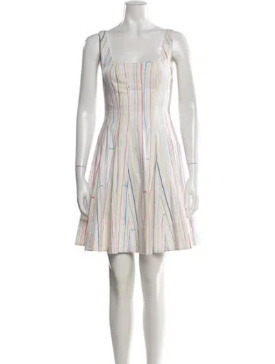 Pre-owned Staud Striped Mini Dress In White