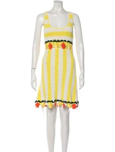 Pre-owned Staud Striped Mini Dress In Yellow