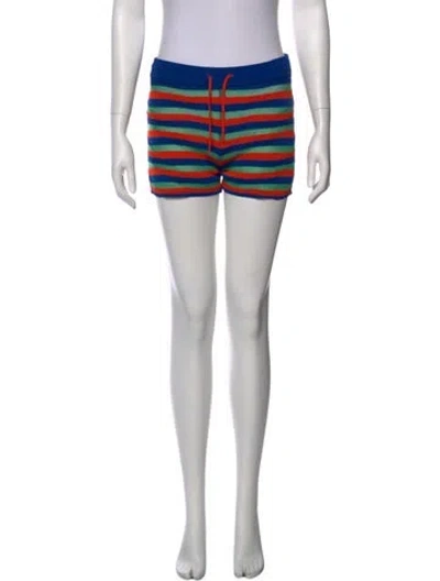 Pre-owned Staud Striped Mini Shorts In Blue