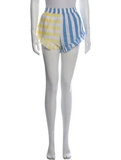 Pre-owned Staud Striped Mini Shorts In Blue