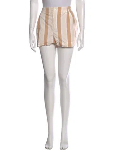 Pre-owned Staud Striped Mini Shorts In Brown