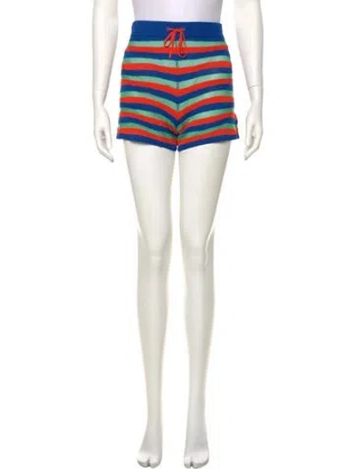 Pre-owned Staud Striped Mini Shorts In Multi