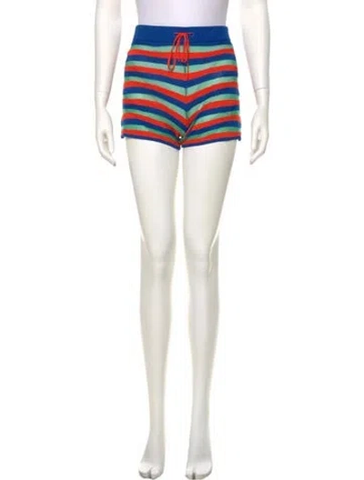 Pre-owned Staud Striped Mini Shorts In Multi