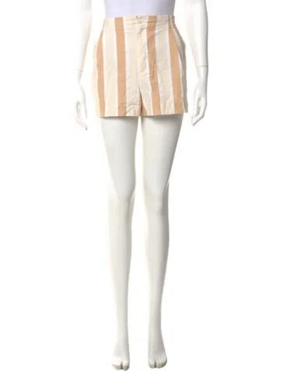 Pre-owned Staud Striped Mini Shorts In Neutral