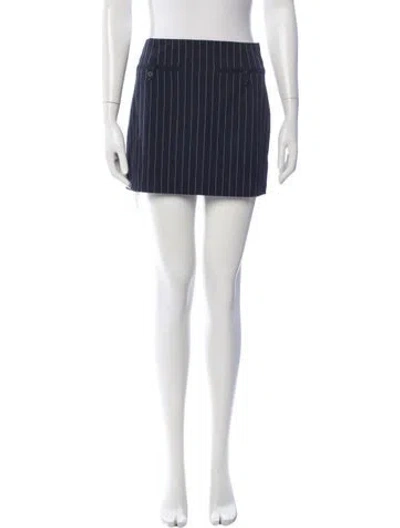 Pre-owned Staud Striped Mini Skirt In Blue