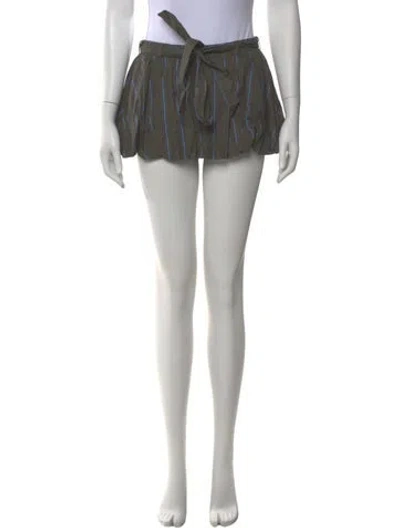 Pre-owned Staud Striped Mini Skirt In Green