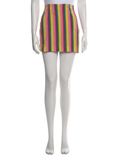 Pre-owned Staud Striped Mini Skirt In Pink