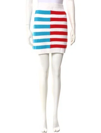 Pre-owned Staud Striped Mini Skirt In White