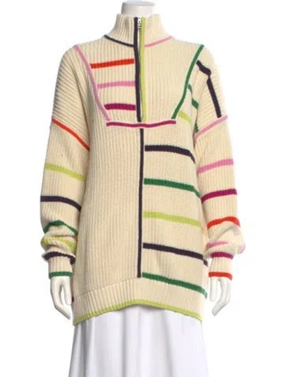 Pre-owned Staud Striped Mock Neck Sweater In Multi