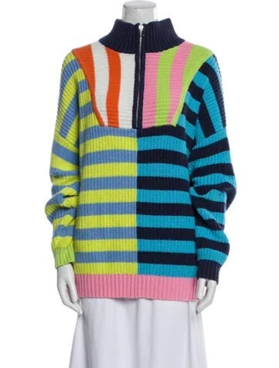 Pre-owned Staud Striped Mock Neck Sweater In Multi