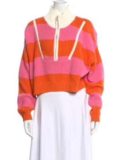 Pre-owned Staud Striped Mock Neck Sweater In Multi