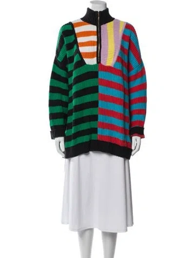 Pre-owned Staud Striped Mock Neck Sweater In Multi