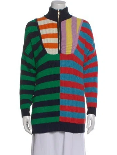 Pre-owned Staud Striped Mock Neck Sweater In Multi