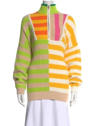 Pre-owned Staud Striped Mock Neck Sweater In Multi