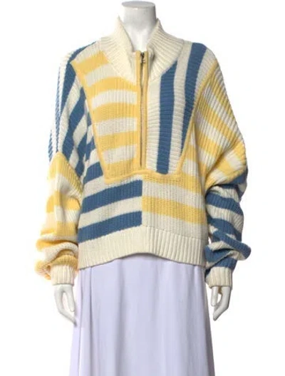 Pre-owned Staud Striped Mock Neck Sweater In Multicolor