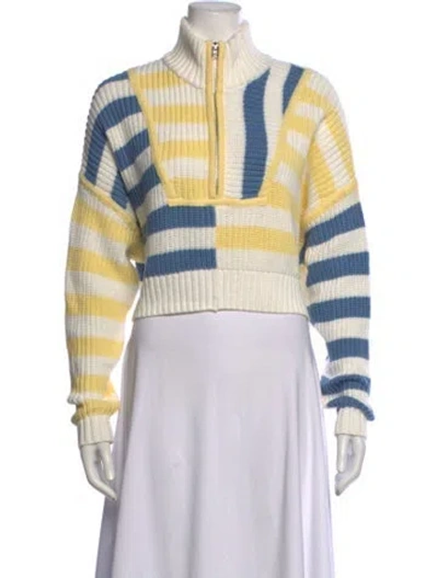 Pre-owned Staud Striped Mock Neck Sweater In Multicolor