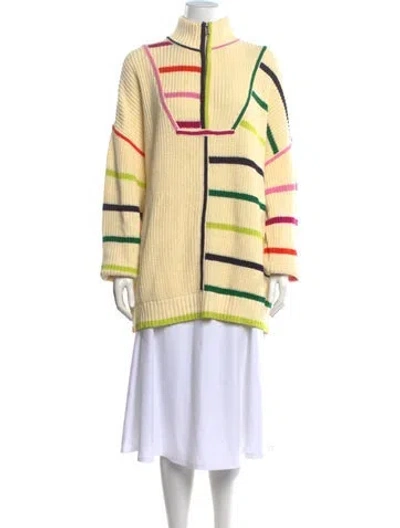 Pre-owned Staud Striped Mock Neck Sweater In Neutrals