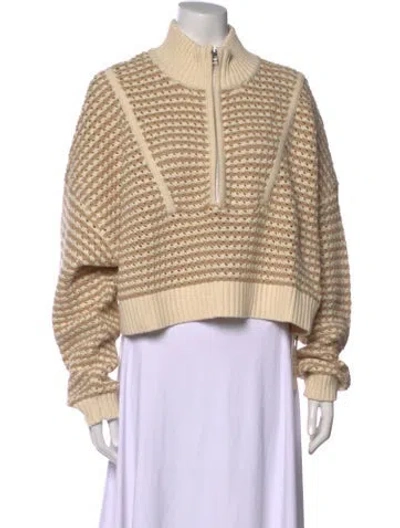 Pre-owned Staud Striped Mock Neck Sweater W/ Tags In Neutral
