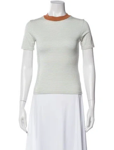 Pre-owned Staud Striped Mock Neck Top In White