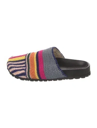 Pre-owned Staud Striped Mules In Multi