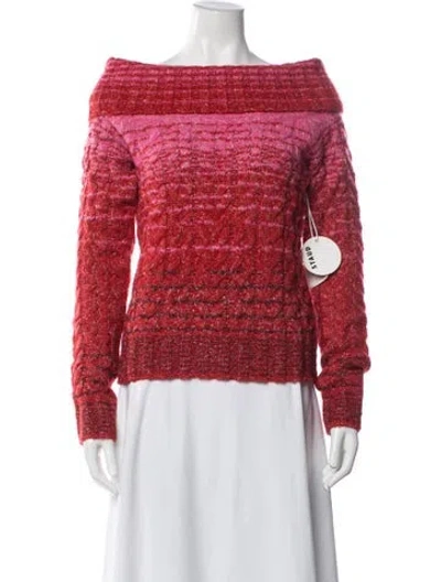 Pre-owned Staud Striped Off-the-shoulder Sweater W/ Tags In Red