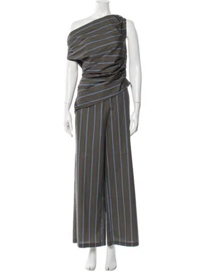Pre-owned Staud Striped Pant Set In Green