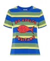 Staud Striped Print T-shirt In Blue