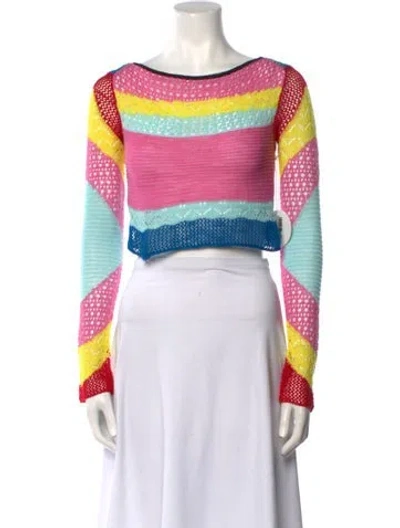 Pre-owned Staud Striped Scoop Neck Sweater W/ Tags In Pink