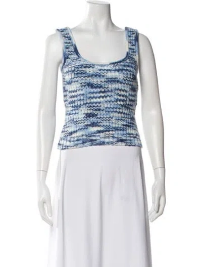 Pre-owned Staud Striped Scoop Neck Top In Blue
