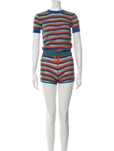 Pre-owned Staud Striped Short Set In White