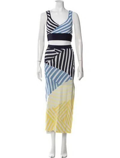 Pre-owned Staud Striped Skirt Set In Blue