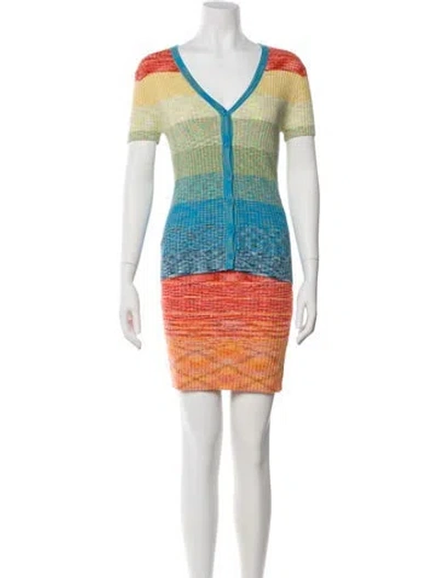 Pre-owned Staud Striped Skirt Set In Orange