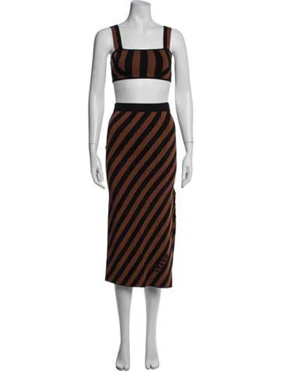 Pre-owned Staud Striped Skirt Set In Orange