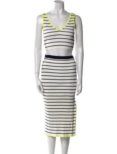 Pre-owned Staud Striped Skirt Set In White
