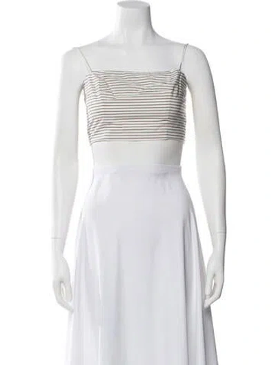 Pre-owned Staud Striped Square Neckline Crop Top In Blue