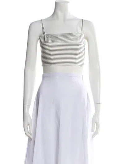 Pre-owned Staud Striped Square Neckline Crop Top In White