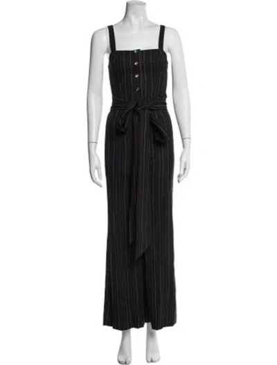 Pre-owned Staud Striped Square Neckline Jumpsuit In Black