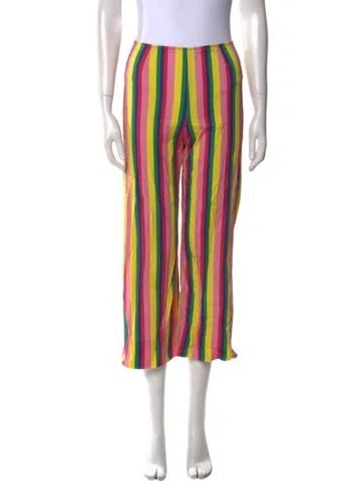 Pre-owned Staud Striped Straight Leg Pants In Pink