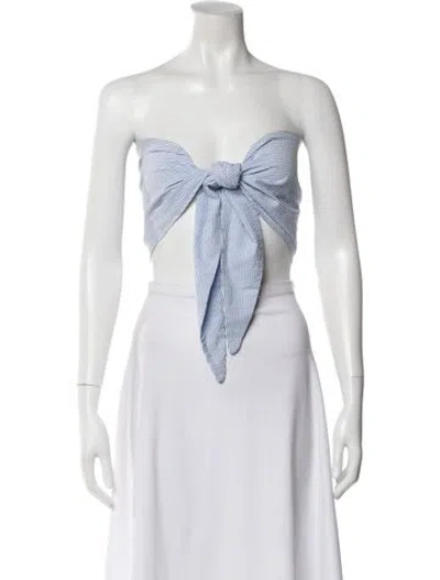 Pre-owned Staud Striped Strapless Crop Top In Blue