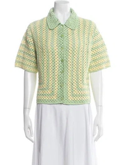 Pre-owned Staud Striped Sweater In Green