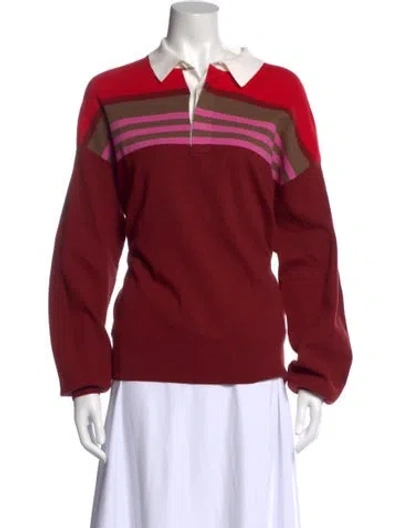 Pre-owned Staud Striped Sweater In Red