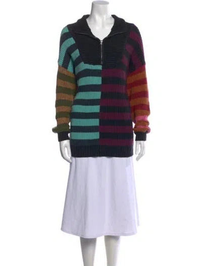 Pre-owned Staud Striped Turtleneck Sweater In Multi