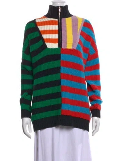 Pre-owned Staud Striped Turtleneck Sweater In Multicolor